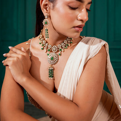 Ratna Emerald & Polki Bead Set