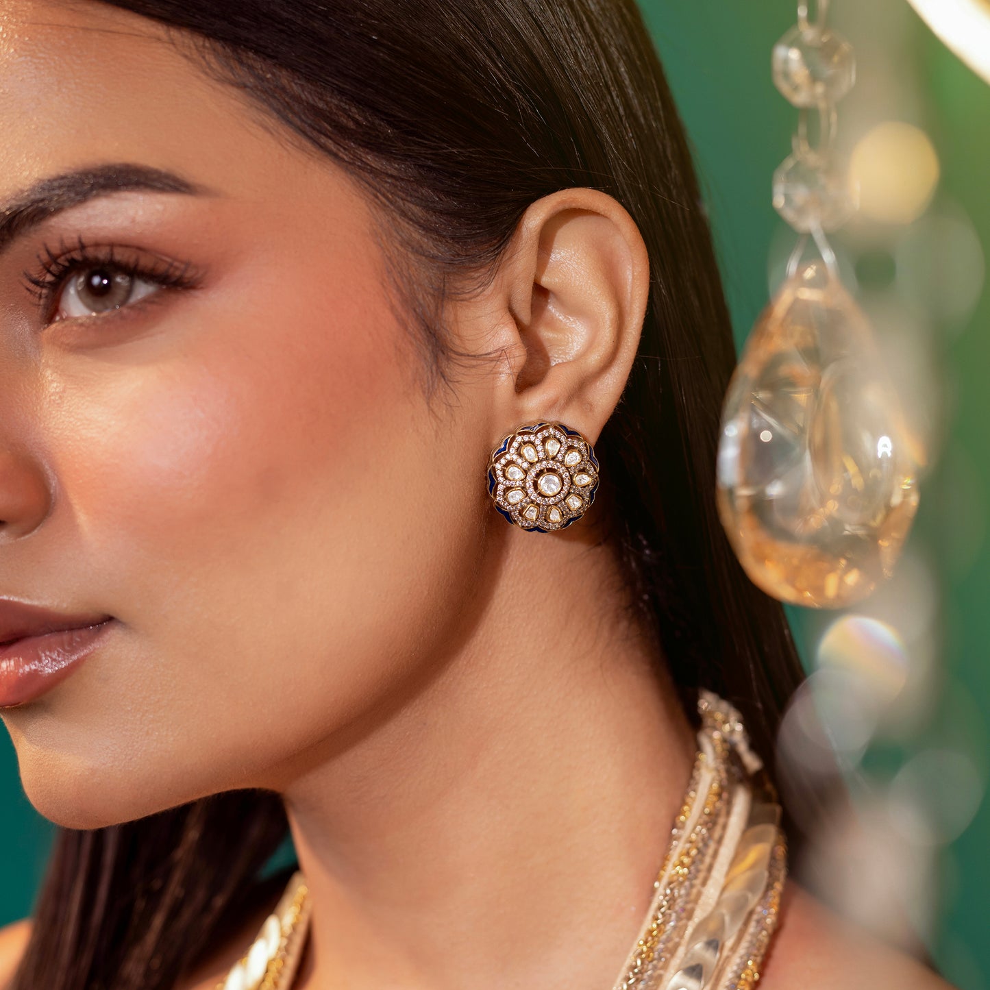 Ashmita Meenakari Polki Stud Earrings