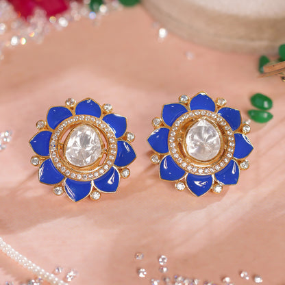 Jyotsna Meenakari Polki Stud Earrings