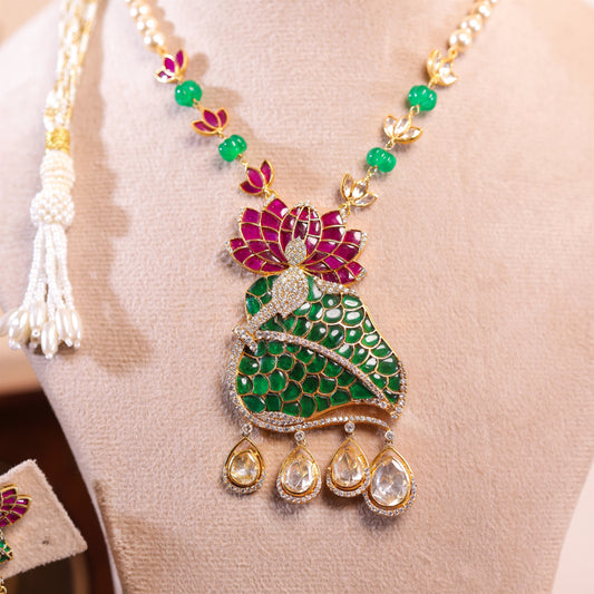 Snehali Polki-Emerald Necklace Set