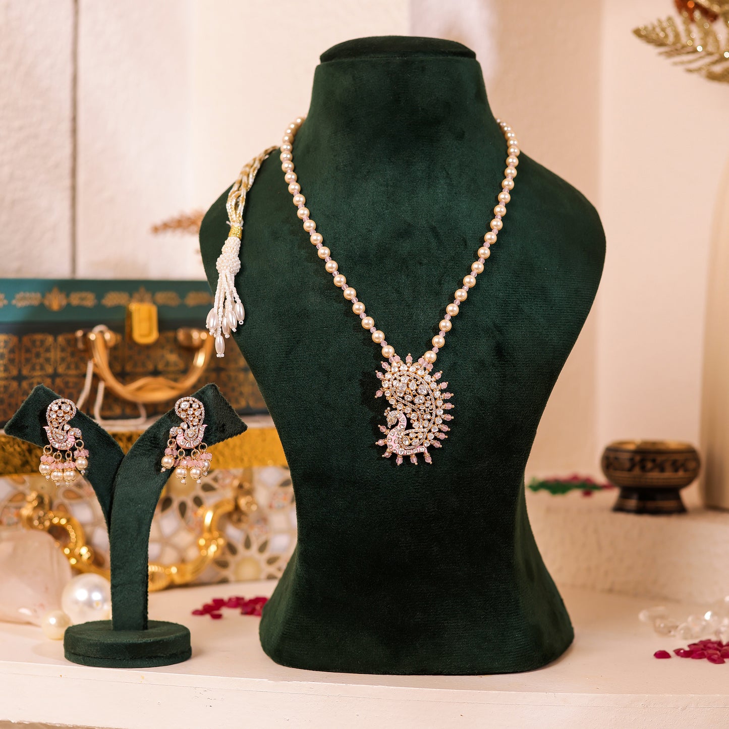 Suvarna Meenakari Mayur Necklace Set